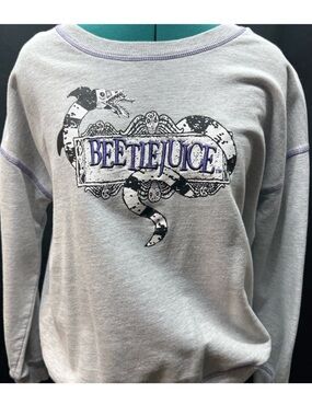 Beetlejuice Graphic Sweatshirt Ghost With The Most Grey Crewneck